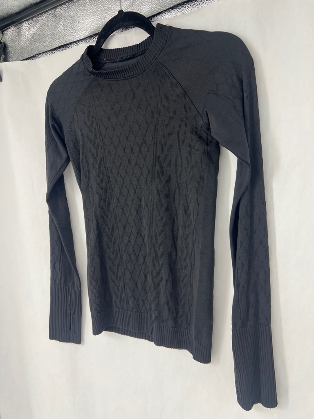 lululemon athletica Rest Less Black Crewneck Diamond-Texture Pullover